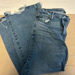 American eagle jeans. Wide leg with distressing at bottom.